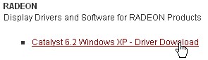 「Catalyst 6.2 Windows XP - Driver Download」をクリック